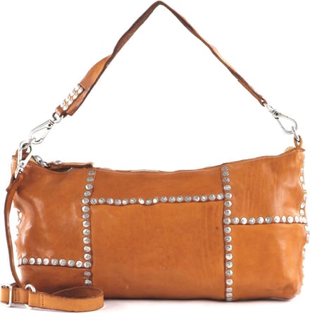 CAMPOMAGGI Leren Schoudertas Horizontal Shoulder Bag Giallo Bruine