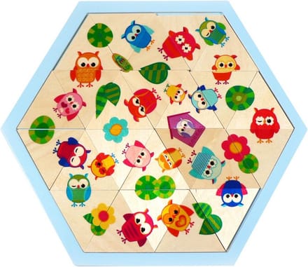 Houten Mozaïek Legpuzzel met Uilen Thema voor Kinderen