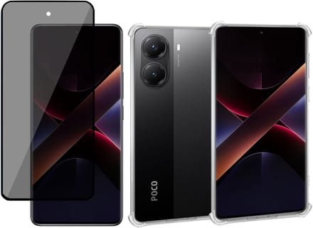 ChiGuard Hoesje & Privacy Screenprotector geschikt voor Poco X7 Pro – Privé - Gehard Glas Cover