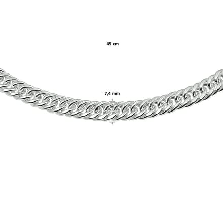 Collier Dubbel Gourmette 7,4 Mm 45 Cm Met Groot Springslot