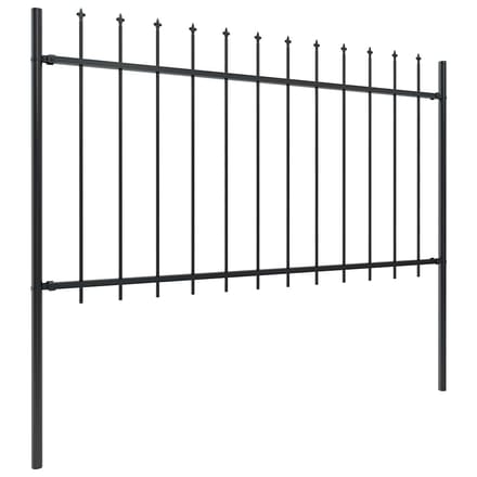 vidaXL - Tuinhek - met - speerpunt - staal - 1005x100 - cm - zwart