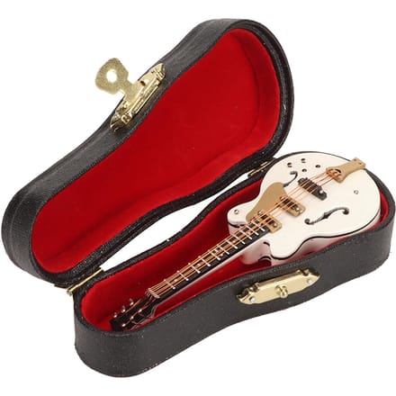 Broche Guitare Épinglette Blanc Creux Style Élégant Étui en Velours Bois Décoratif avec Fermoir de Sécurité Mini red