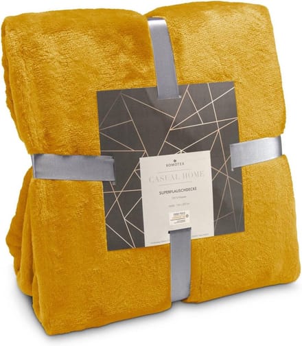 Extra Zachte Geribbelde Deken Mosterdgeel 150x200 cm - Anti-Statisch & Ademend