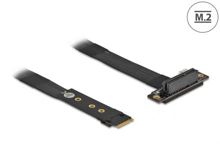 Delock M.2 Key M to PCIe x4 NVMe Adapter angled with 20 cm cable