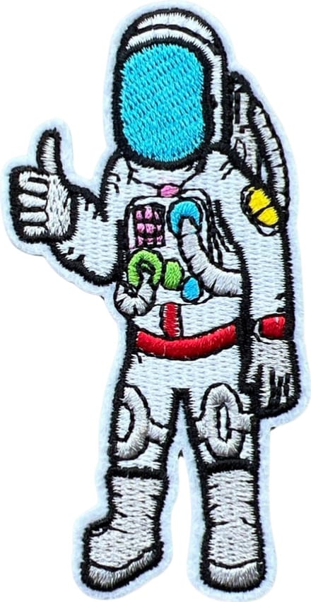 Patchy® – Astronaut Thumbs Up Strijk Embleem Patch 5 cm / 9.8 cm / Wit Blauw - Patches