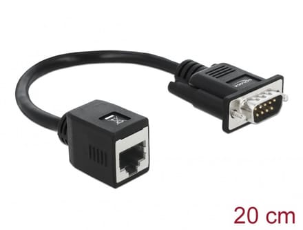 Delock Adapter Serieel [1x D-sub stekker 9-polig - 1x RJ45-bus] 20 cm Zwart