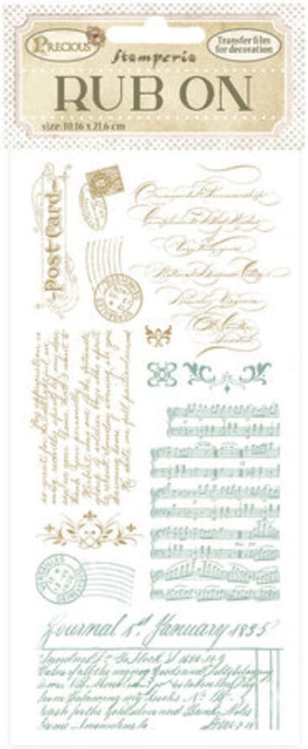 Stamperia - Stamperia Precious Rub-On 4x8,5 Inch Post Card (DFLRB62)