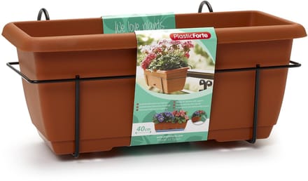 Plasticforte Balkonbak - terracotta - 40 cm - plantenbak met hanger - bloembak