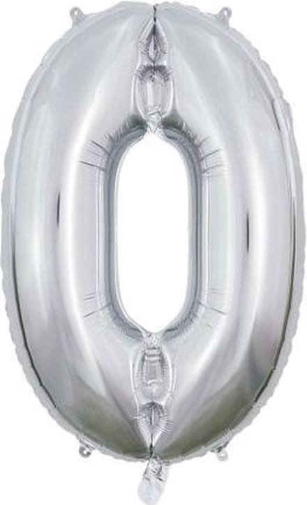 Wefiesta Cijferballon 0 Folie 66 Cm Zilver