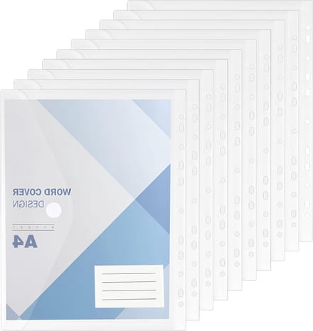 Set van 10 Transparante A4 Plastic Mappen - Waterdichte Documentenfolders met Klittenbandsluiting voor School, Kantoor en Thuisgebruik