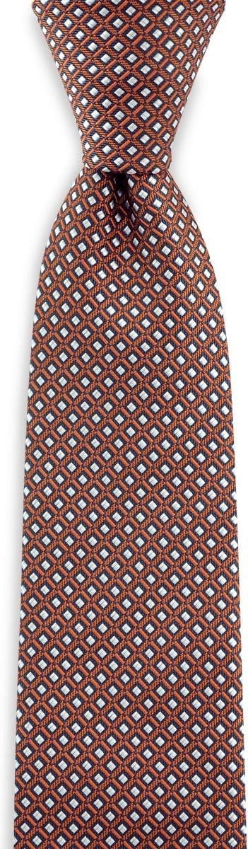 JB Collection - Stropdassen - stropdas patroon oranje wit - navy / oranje / wit