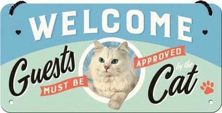 NOSTALGIC ART METALEN BORD HANGING CATS WELCOME