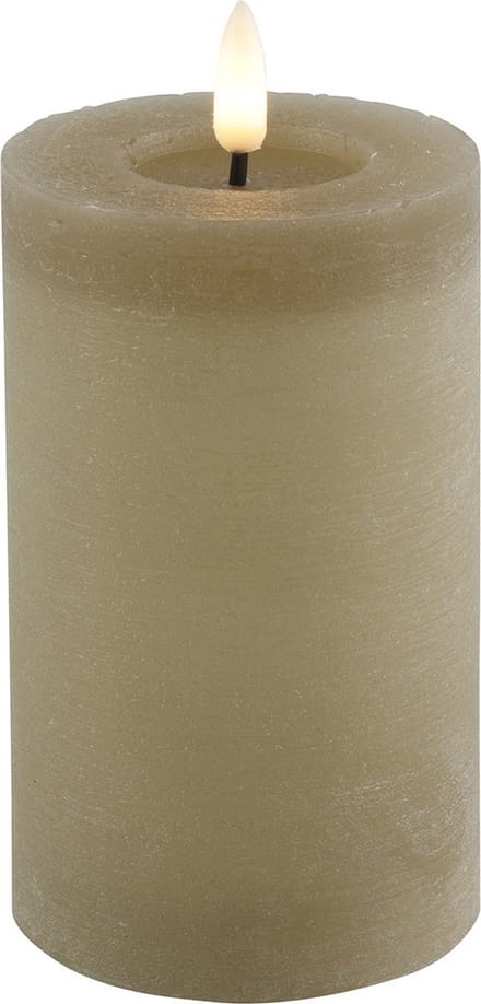 Countryfield Lyon LED kaars/stompkaars - beige - D7,5 x H12,5 cm - timer