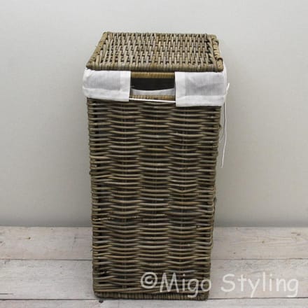 Wasmand-Opbergmand-38x30xH58-Met binnenzak-riet-Rotan