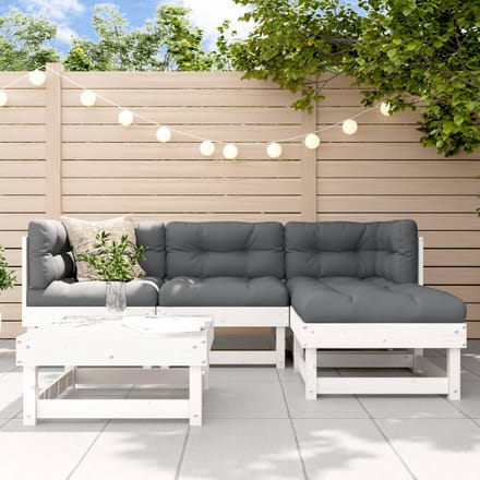 vidaXL - 5-delige - Loungeset - massief - grenenhout - wit