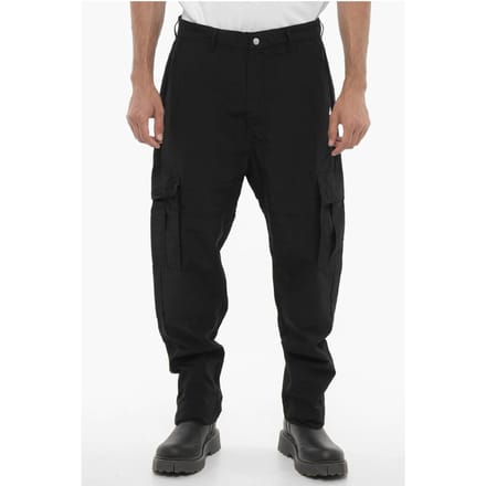 Nylon cargobroek met geborduurd logo in zwart