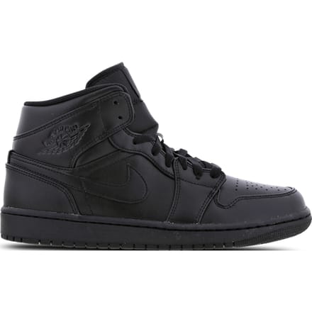 Jordan 1 Mid Sneakers Heren - Zwart - Maat 45 - Leer, Synthetisch