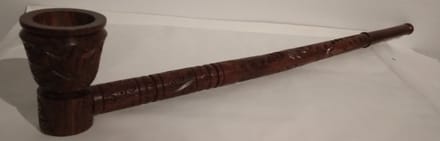 Tulip Cone One Stripe Carved Long Wooden Pipe 29 cm