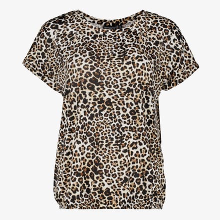 TwoDay dames T-shirt met panterprint bruin - Maat M