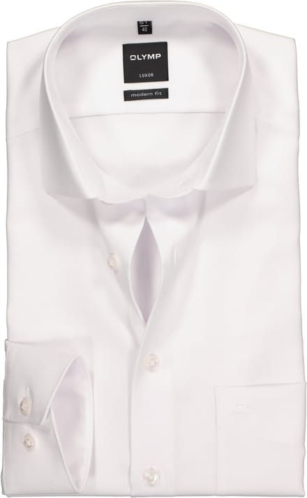 OLYMP Luxor modern fit overhemd - wit twill - Strijkvrij - Boordmaat: 38