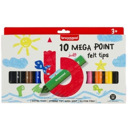 Viltstift Bruynzeel Kids Mega Point assorti 10 stuks