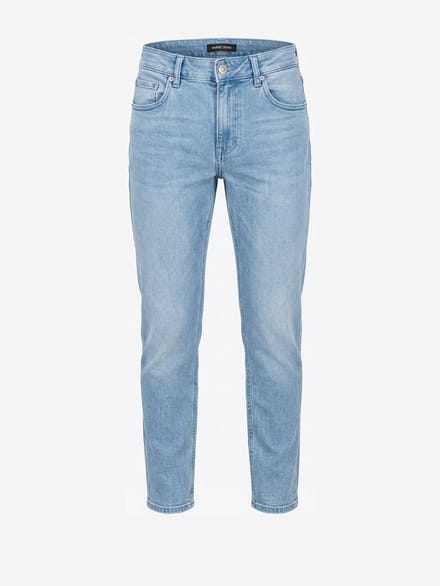 OMBRE Broek - Katoen - Rits - Effen Licht Indigo S