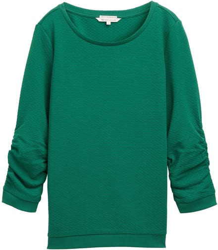 Tom Tailor Denim - Sweatshirt met plooien - Maat XS - Luscious Pine Green
