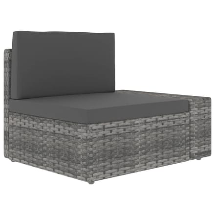 vidaXL - Driezitsbank - sectioneel - poly - rattan - grijs