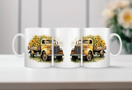 Auqarel koffiemok Retro Truck 3