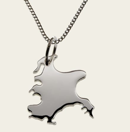 Zilveren Landkaart Rügen ketting hanger