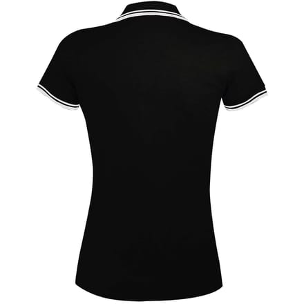 SOLS Dames/dames Pasadena getipt korte mouw Pique Polo Shirt (Zwart/Wit)
