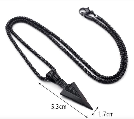Ketting heren zwart - arrow - pijl - viking - stoer 60 cm