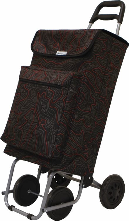 AMIG Boodschappentrolley vierkant - zwart/rood - 48 liter - aluminium frame - met vriesvak