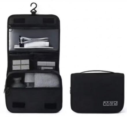 Delago Ophangbare Toilettas met Haak – Zwart – Compact & Ruim – Reis & Thuisgebruik