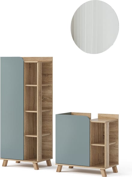 Vicco Badkamermeubelset Karen, Sonoma/Blauw, 3-delig