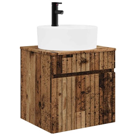 vidaXL Wandgemonteerd wastafelmeubel Oud hout 49 x 44,5 x 82 cm