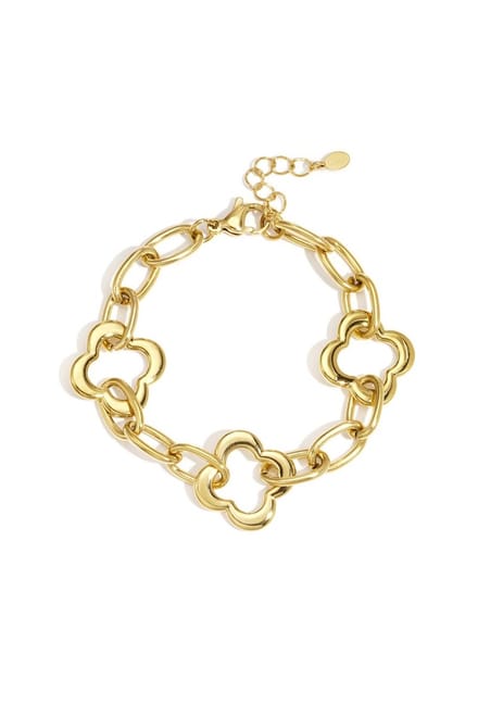 Goudkleurige Schakelarmband met Klaverdesign