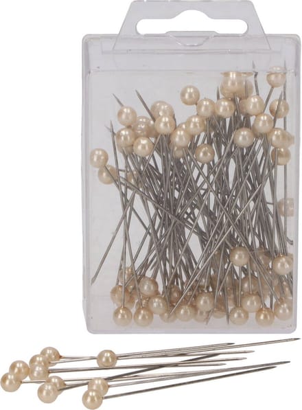 DK Design Spelden met parel kop/kopspelden/naaispelden - 200x - 6.5 cm - champagne - sierspelden
