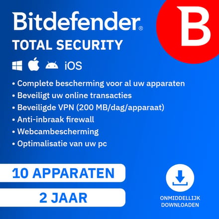 Bitdefender Total Security - 24 maanden/10 apparaten - Nederlands