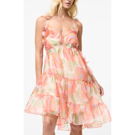 French Connection Jasmine Organza Halter Nk Dres Orange Multi Größe: 10 | Midikleider Outlet | Damen | Orange