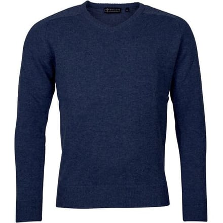 Baileys Trui Two Ply Scottish Lambswool V-Neck Pullover Single Knit Dark Denim Blue / male