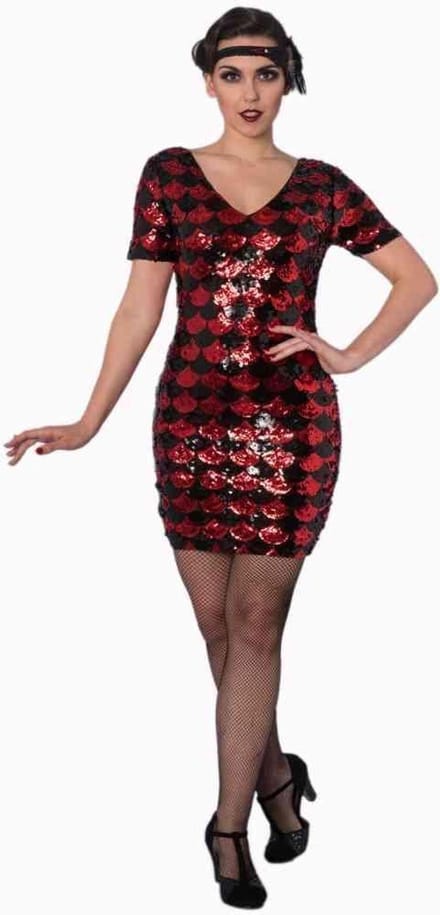 Dancing Days - THE GREAT GATSBY Kokerjurk - M - Zwart/Rood