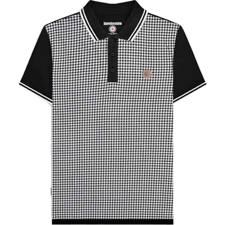Lambretta Heren SS24 Houndstooth Poloshirt (Zwart, Wit)