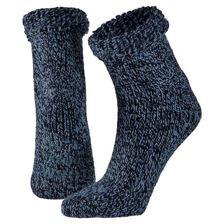 Apollo - wollen kinder huissokken - Blauw - Maat 31/34 - Huissokken kinderen - Slofsokken kinderen - Anti slip sokken