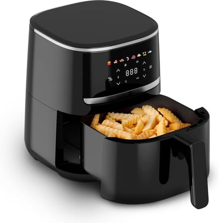 Compacte AirFryer 4.3 Liter met Digitale Touch Display, 1500 Watt en 8 Voorinstellingen