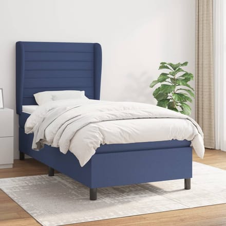 vidaXL - Boxspring - met - matras - stof - blauw - 90x190 - cm