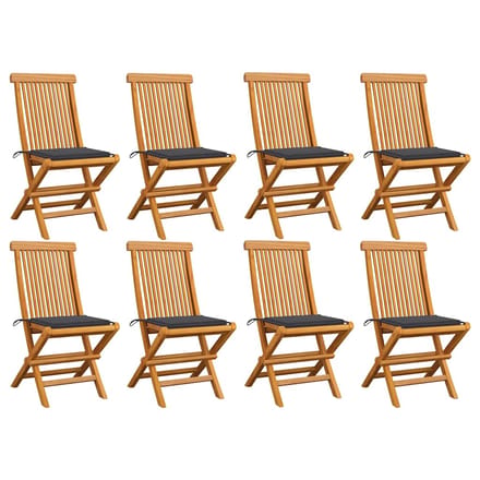 vidaXL - Inklapbare - stoelen - 8 - st - met - antracietkleurige - kussens