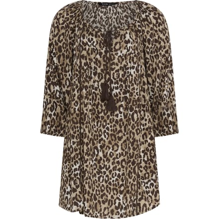 Yours Bruine Wijde Blouse Met Luipaardprint Size 42