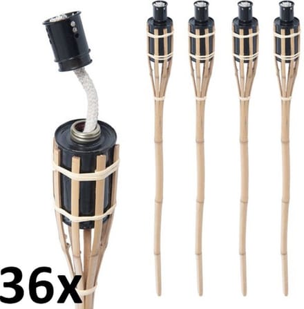 36 stuks Bamboe tuinfakkel 65 cm lichtbruin (7 uur)