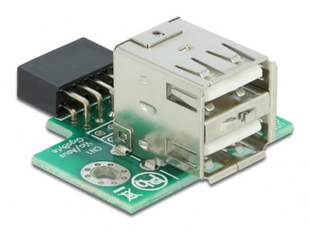 Delock USB Pin Header female > 2 x USB 2.0 Type-A female - up